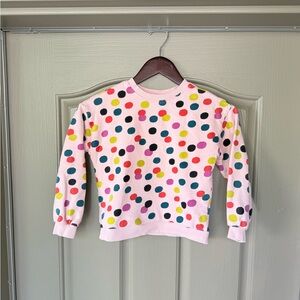 Hanna Andersson Petal Pink Rainbow Polkadot Crewneck Sweatshirt 6-7 120cm